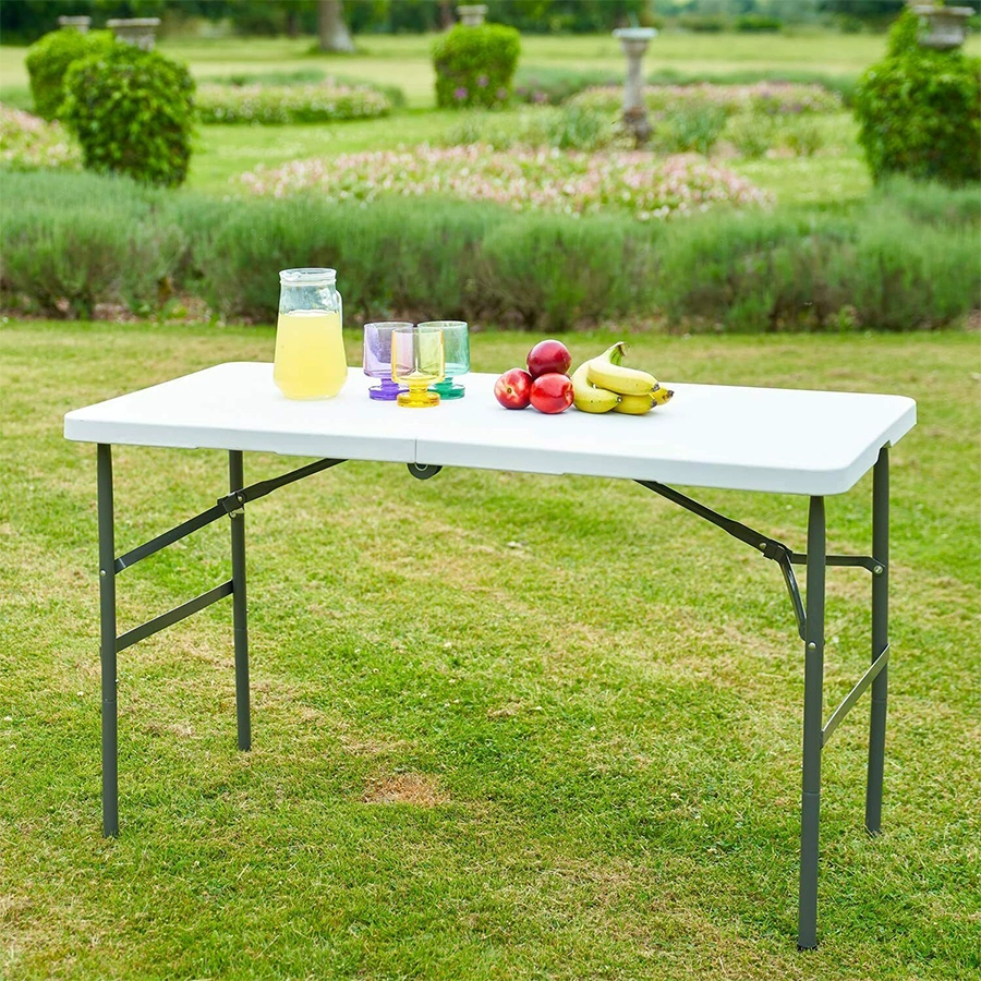Cheap 4FT Outdoor Camping White Plastic Folding Table for Dining