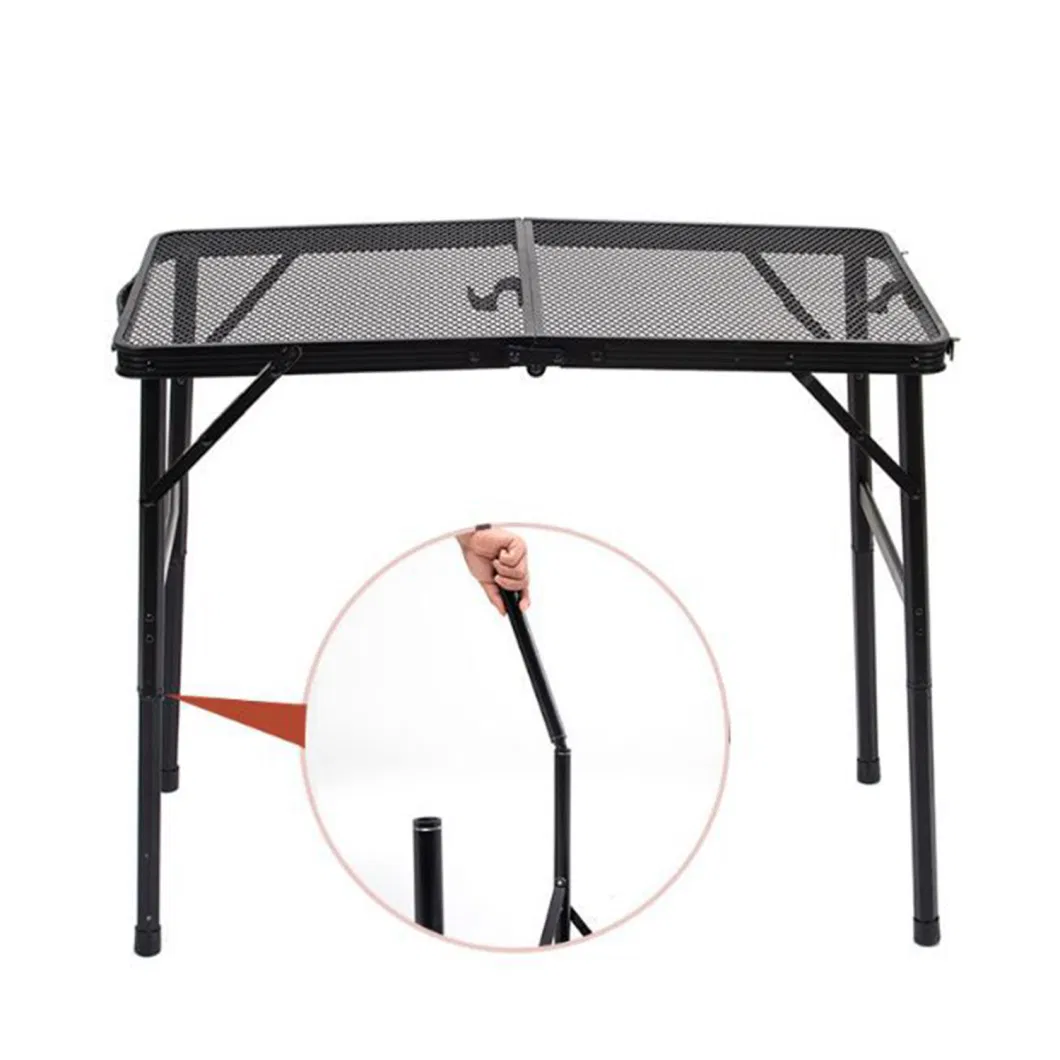 New Design 2 in 1 BBQ Picnic Convenient Grill Side Handle Adjustable Height Barbecue Outdoor Folding Aluminum Camping Table