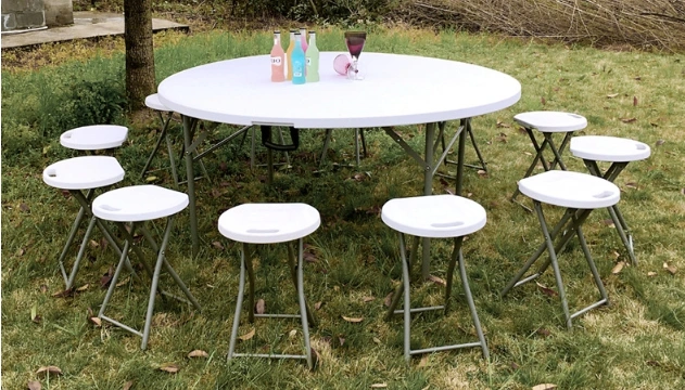 6 FT Folding Foldable Plastic Table and Chair 60 Round 6FT 7FT 8 Foot 8-Foot 8FT Acrylic Dining 10 Seater Outdoor Tables