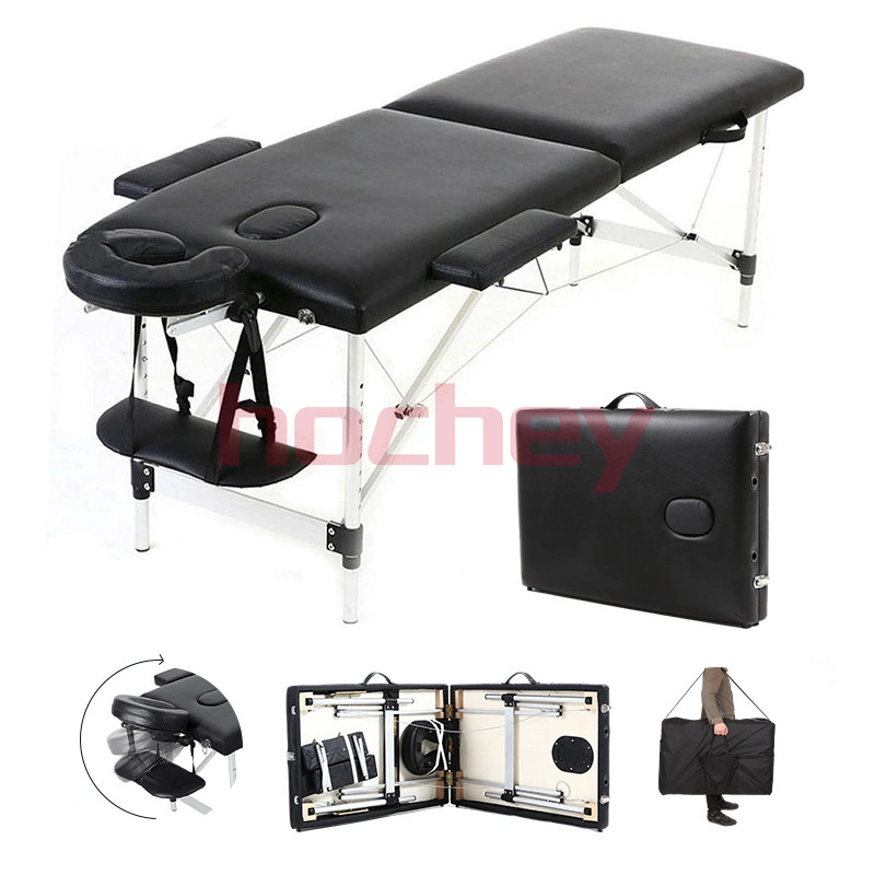 Hochey Medical Folding Portable Massage Tables &amp; Beds Black SPA Height Adjustable Detachable Massage Table
