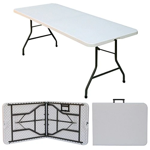 Heavy Duty 8FT Large Capacity Rectangle White Plastic Folding Table