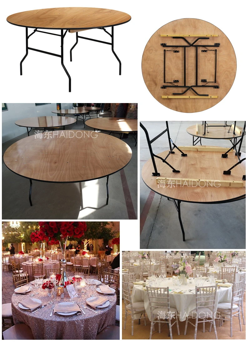 Outdoor Round Commercial Plywood Folding Hotel Events Dining Table