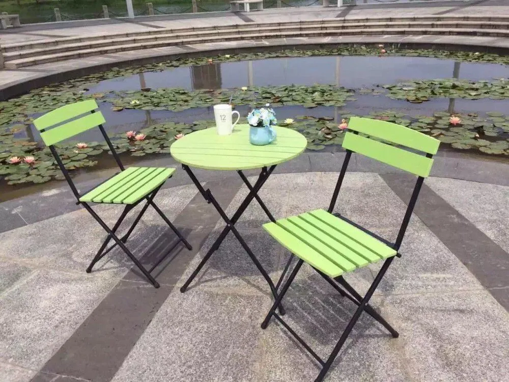 Modern Cafe Beer Outdoor Furniture Powder Spraying Steel Folding Chair Table Set