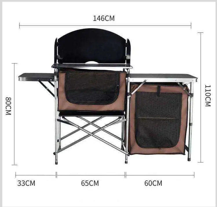 Lightweight BBQ Portable Camping Kitchen Table Aluminum Folding Cook Table