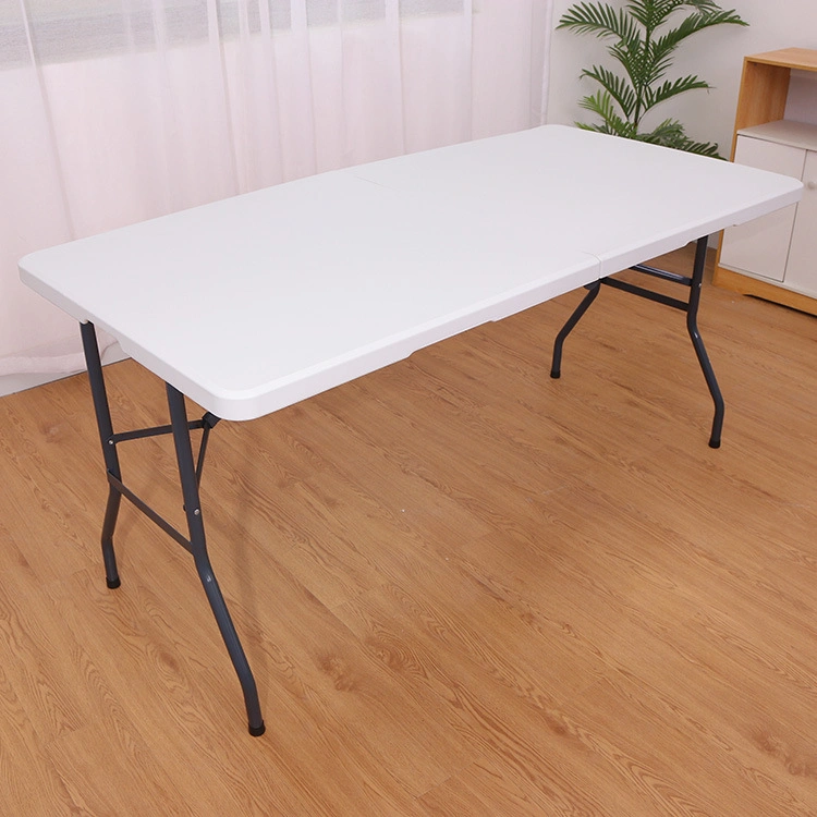 High Quality Foldable Furniture White Modern Plastic Metal Dining Rental Outdoor Folding Table