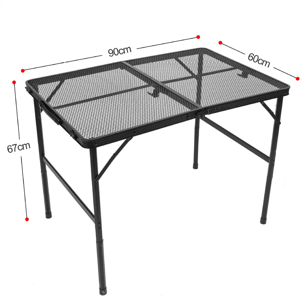 New Design 2 in 1 BBQ Picnic Convenient Grill Side Handle Adjustable Height Barbecue Outdoor Folding Aluminum Camping Table