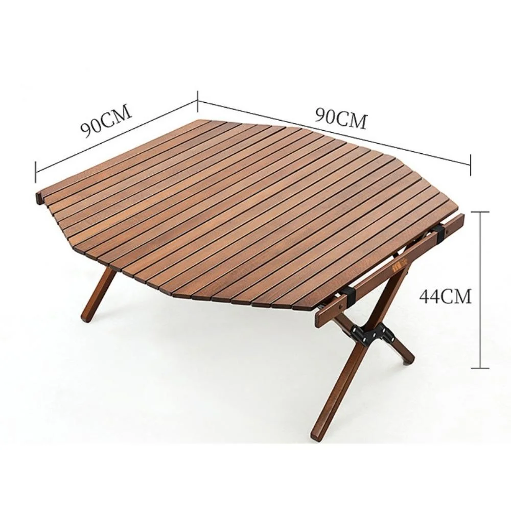 Waterproof Table Octagonal Camping Table Solid Wood Outdoor Folding Egg Roll Fine Polished Picnic Camping Portable Barbecue Bl20035