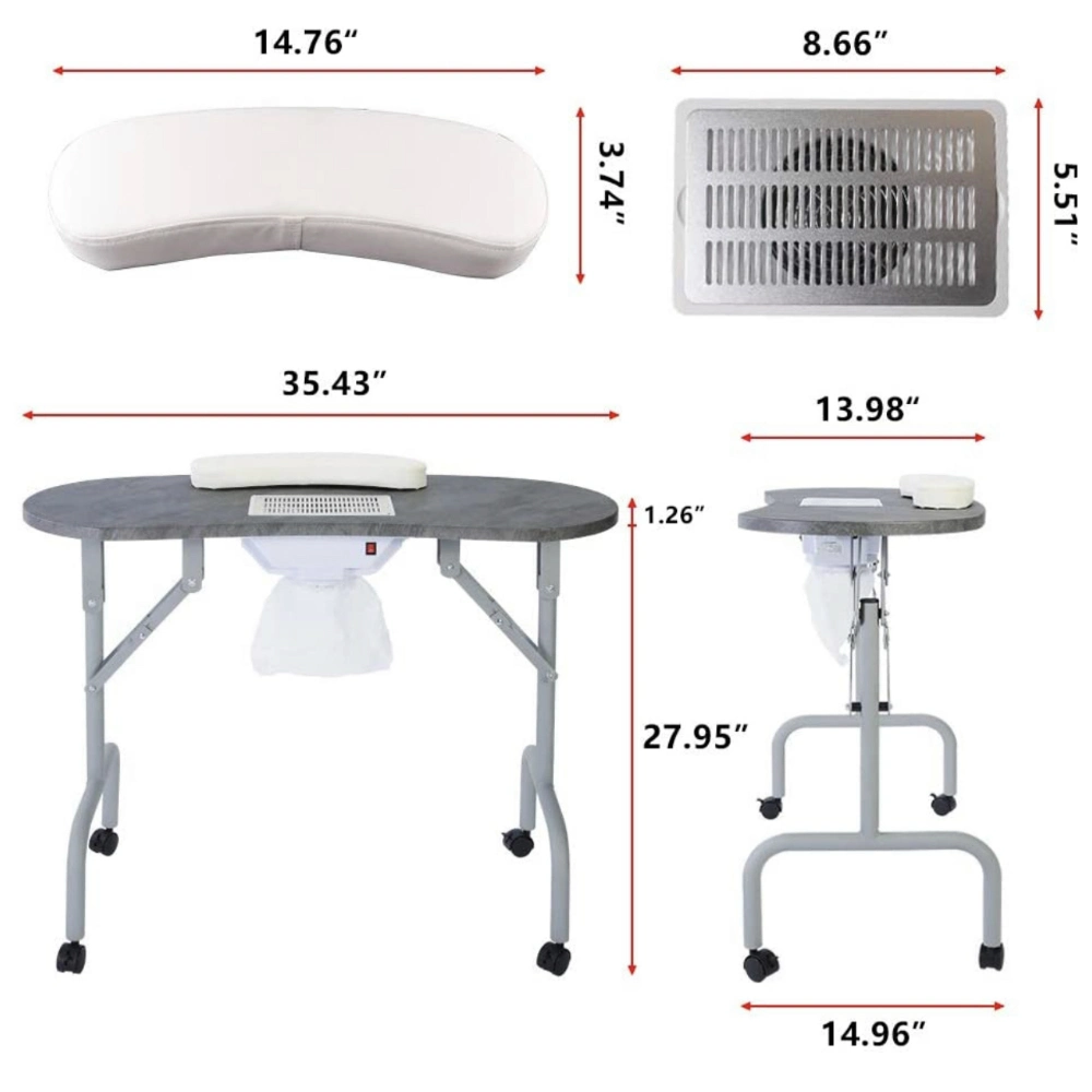 Beauty Salon Nail Furniture Manicure Table with Fan Folding Portable Nail Desks