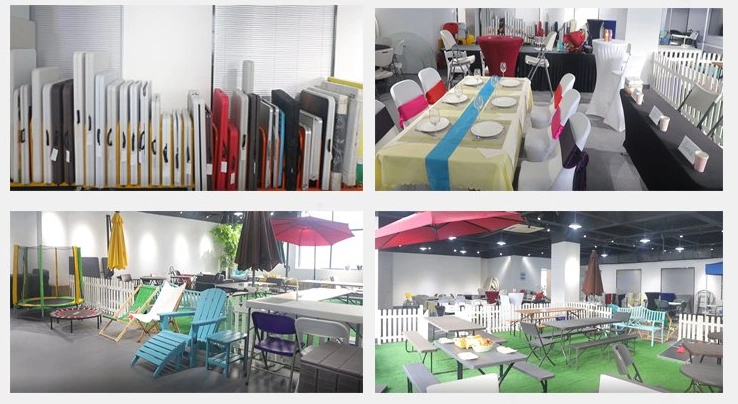 2023 Round Folding Tables for Restaurant 10 Seater Folded Dining Plastic Table Fan Back Chair