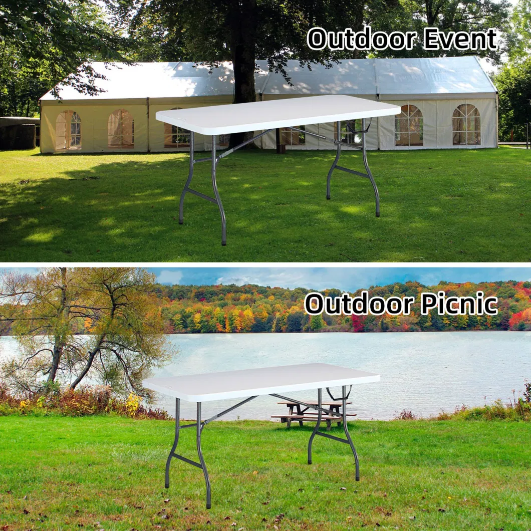 Wholesale 6FT Camping Dining Outdoor Plastic Rectangular White Folding Table