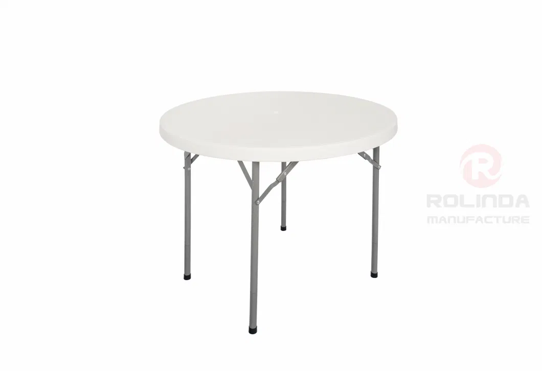 Round 94cm HDPE Material Plastic Backet Panel Metal Folding Table