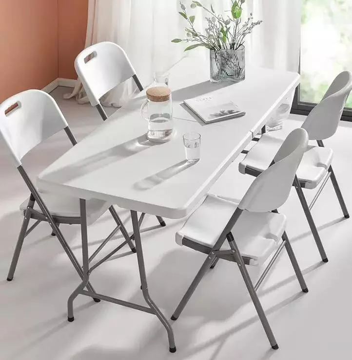 Customized White Outdoor Garden Plastic Folding Chairs and Tables for Events