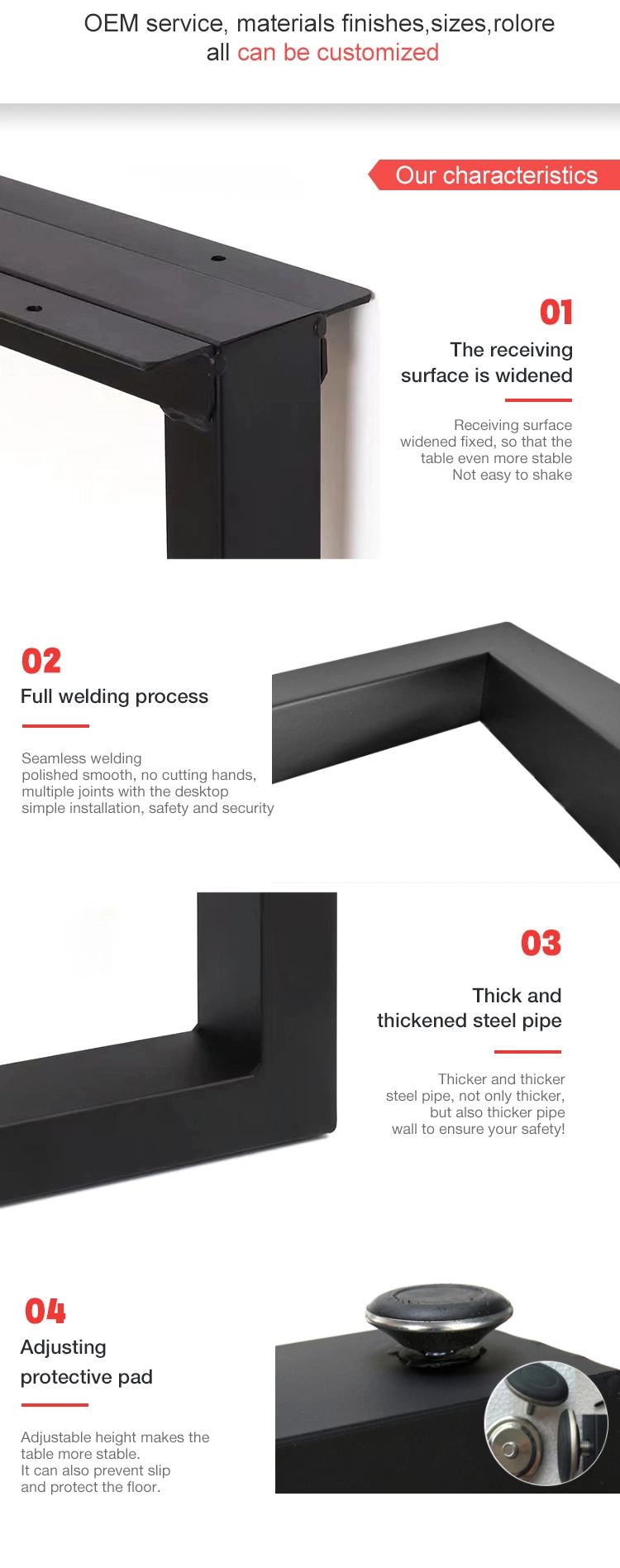 Folding Steel Table Legs for Rectangular Long Table and Bench