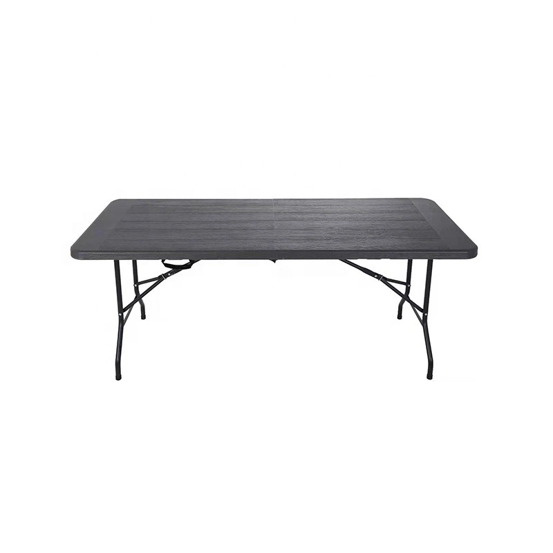 6 FT 180cm Portable Dining Outdoor Plastic Woodgrain Brown Long Folding Table