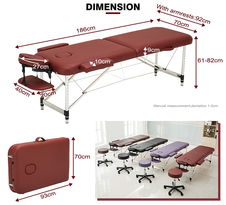 Folding Full Body Massage Table Back Adjustable Metal Bed Couch Physiotherapy Therapy Bed