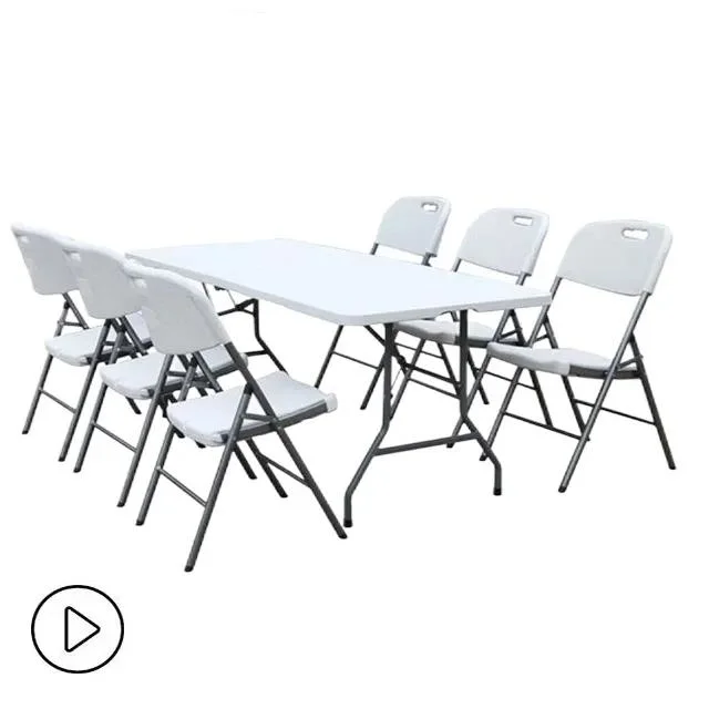6FT Plastic Folding Table Easy Carrying Rectangle Portable Mesas Plegables