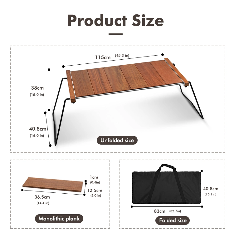 Portable BBQ Igt Camping Table Camping Wooden Folding Table