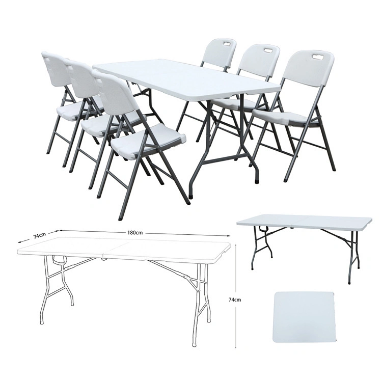 Dining Outdoor Commercial Furniture Table Foldable Plastic Steel 6FT Long Table