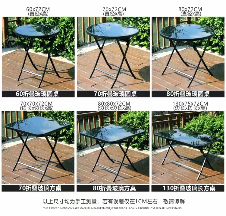 Outdoor Leisure Milk Tea Shop Folding Table Combination of Small Round Tables and Chairs Outside Balcony Garden Chairs and Tables