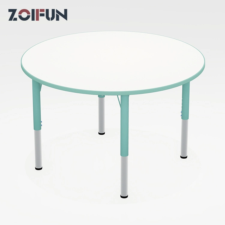 Zoifun 2022 New Children School Classroom Furniture Student Three Legs Wood HPL Laminate Activity Round Study Table Chair Set