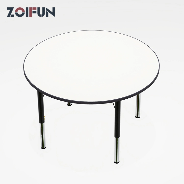 Zoifun 2022 New Children School Classroom Furniture Student Three Legs Wood HPL Laminate Activity Round Study Table Chair Set