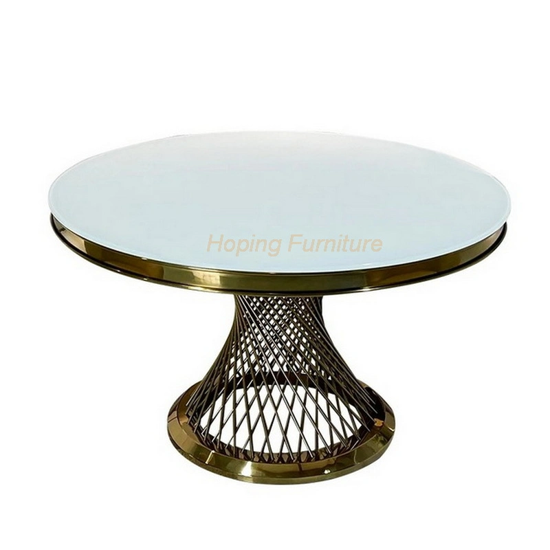 Modern Home Restaurant Furniture Chair Set Flower Decor Hole Metal Stainless Steel Back Marble Top Dining Room Table Black Glass Banquet Cake Stand Table