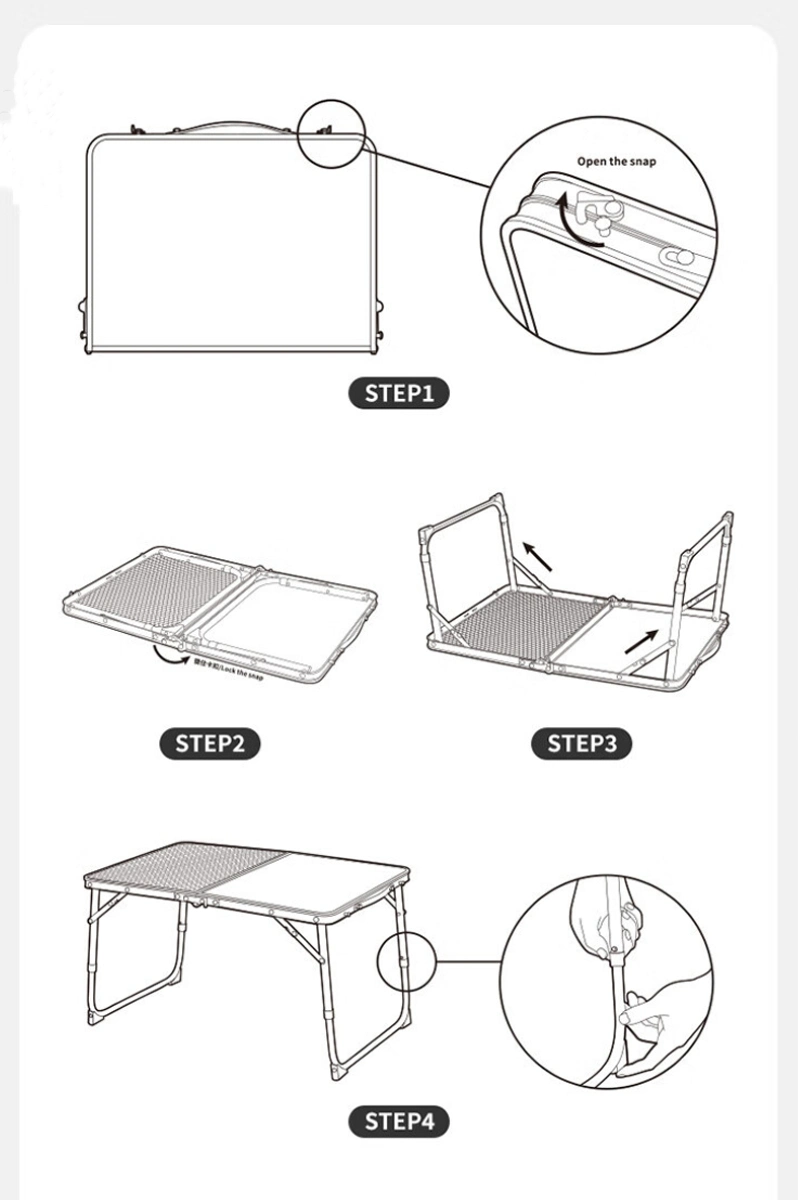 Lightweight BBQ Travel Outdoor Portable Aluminum Folding Dining Camp Picnic Table