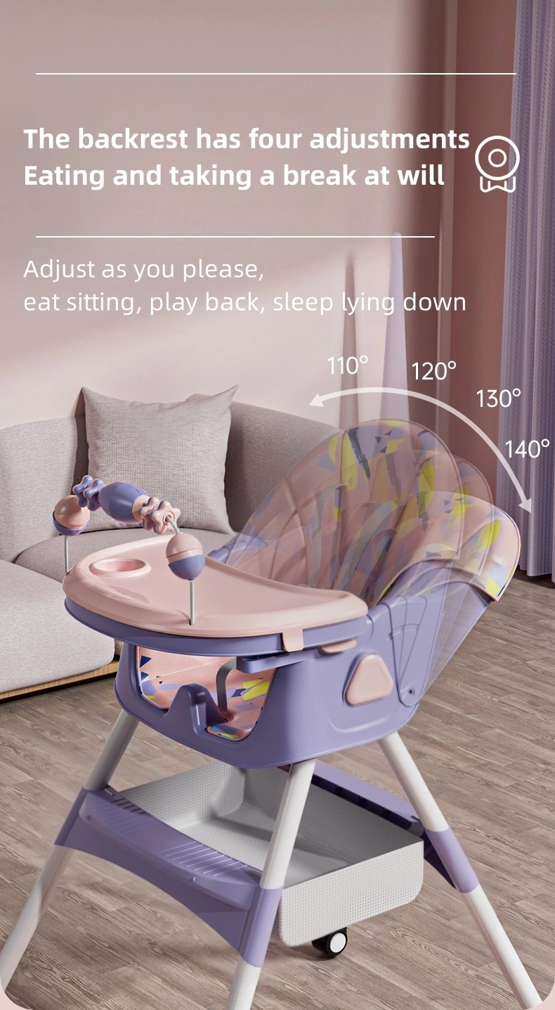 Child Seat Reclinable Foldable Baby Dining Table Chair Multi-Functional Baby Dining Chair