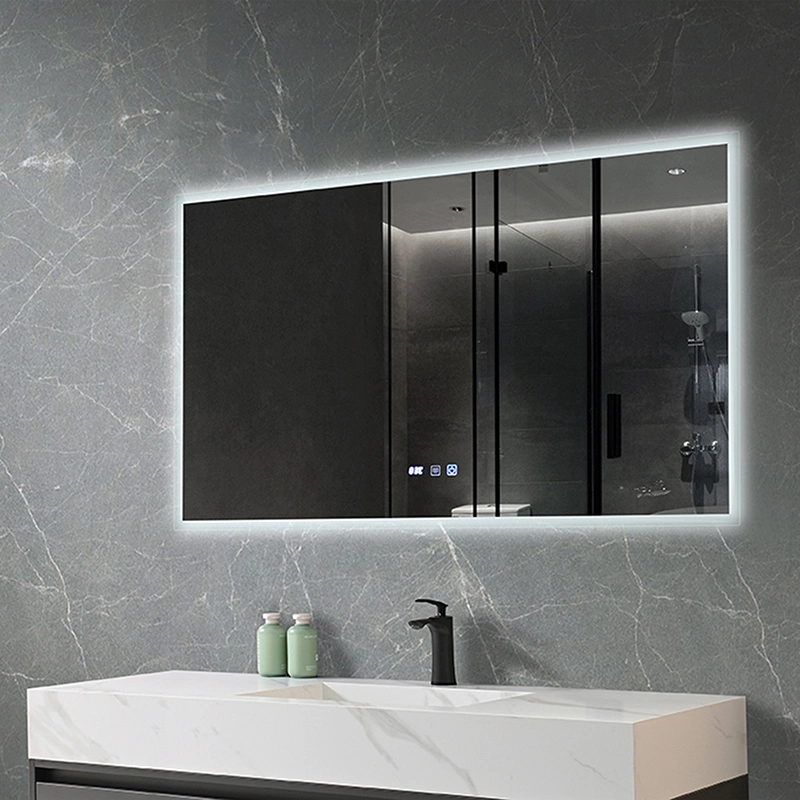 ETL CE Big Aluminum Framed Touch Light Anti Fog Rectangule Bathroom Back Lit LED Vanity Wall Panel Mirror with Lights