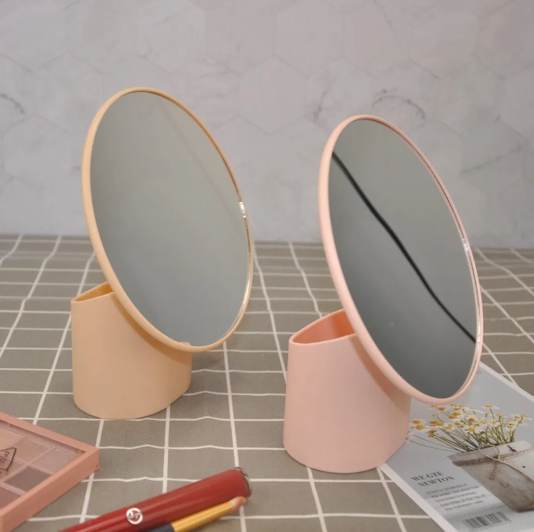 Manufacture Custom Promotional Luxury Table Spiegel Round Desktop Stand up Double Sided Vanity Makeup Mirror with Magnifying