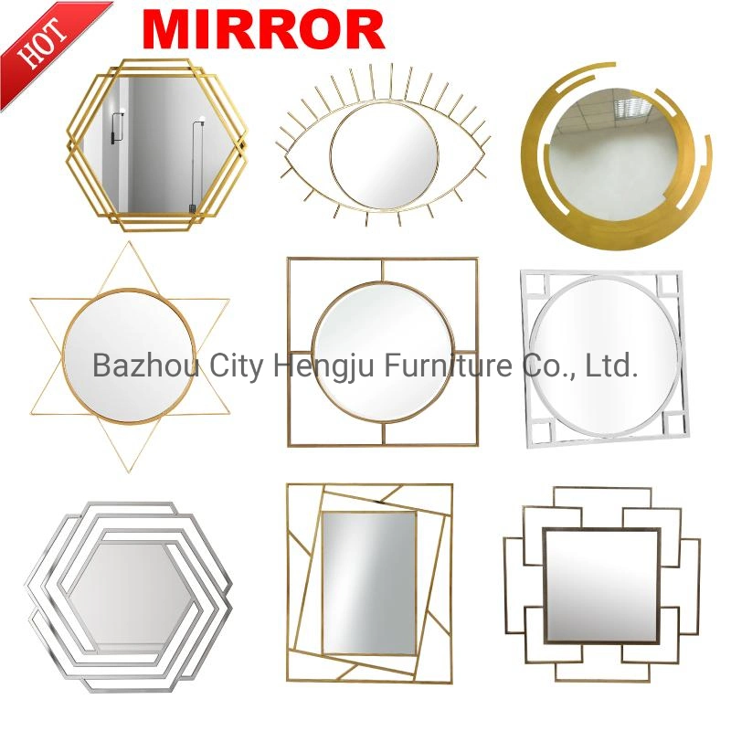 Home Decor Luxury Stainless Steel Sunburst Round Shape Mirrors Decorative Famed Mirrors Wall