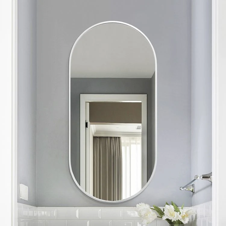Home Decor Modern Round Oval Aluminium Mirror Bathroom Wall Mounted Makeup Mirror