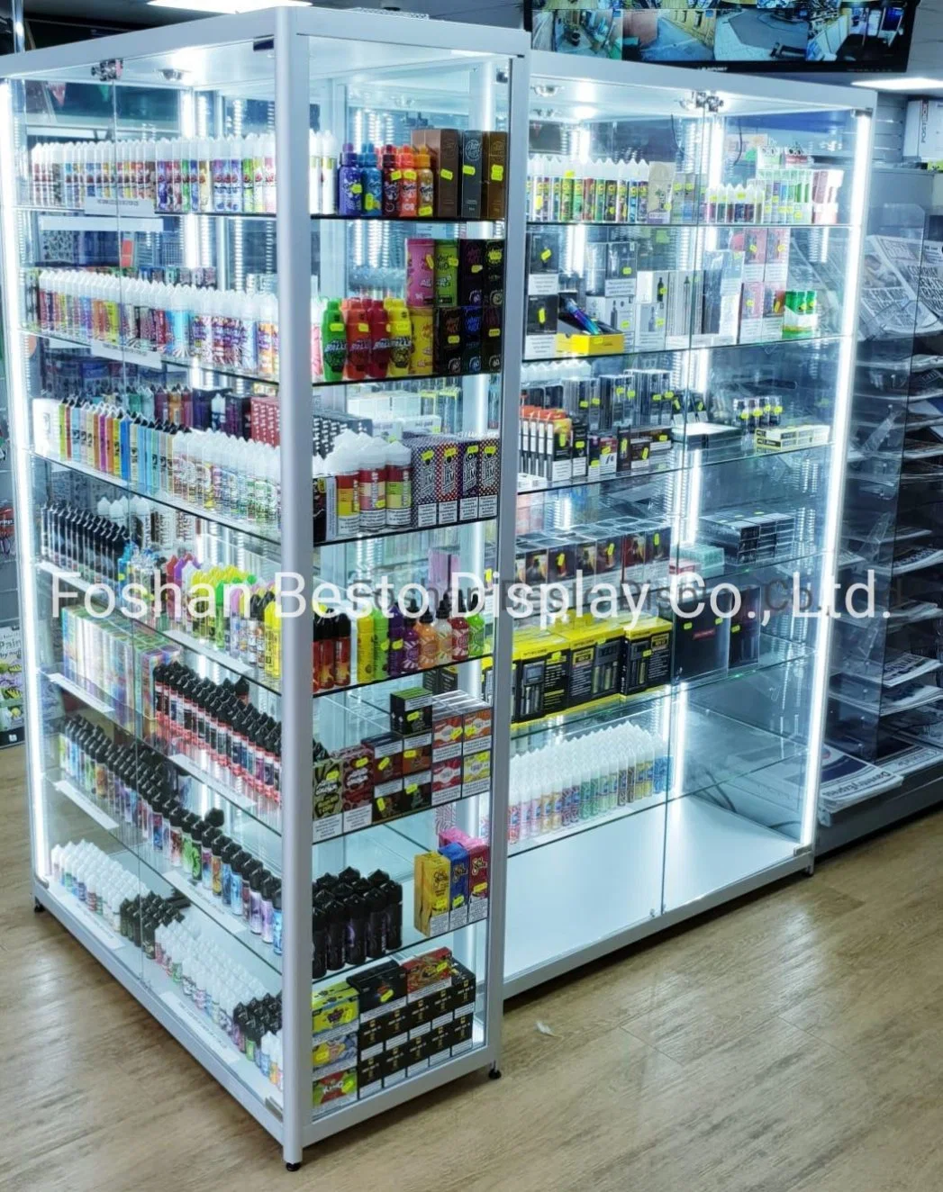 American Style Free Standing Display Glass Cabinet for Jewellery Display, Tobacco Display, Watches Display, Vape Store, Perfume Display, Other Retail Display