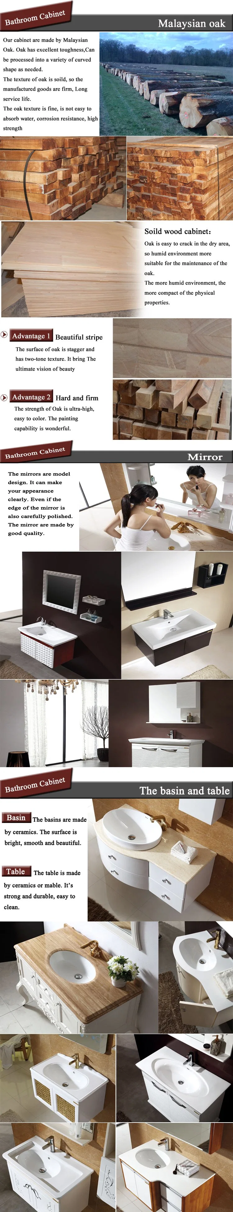 Hotel One Piece Marble Tops Foshan Mirrored Bathroom Vanity Wood