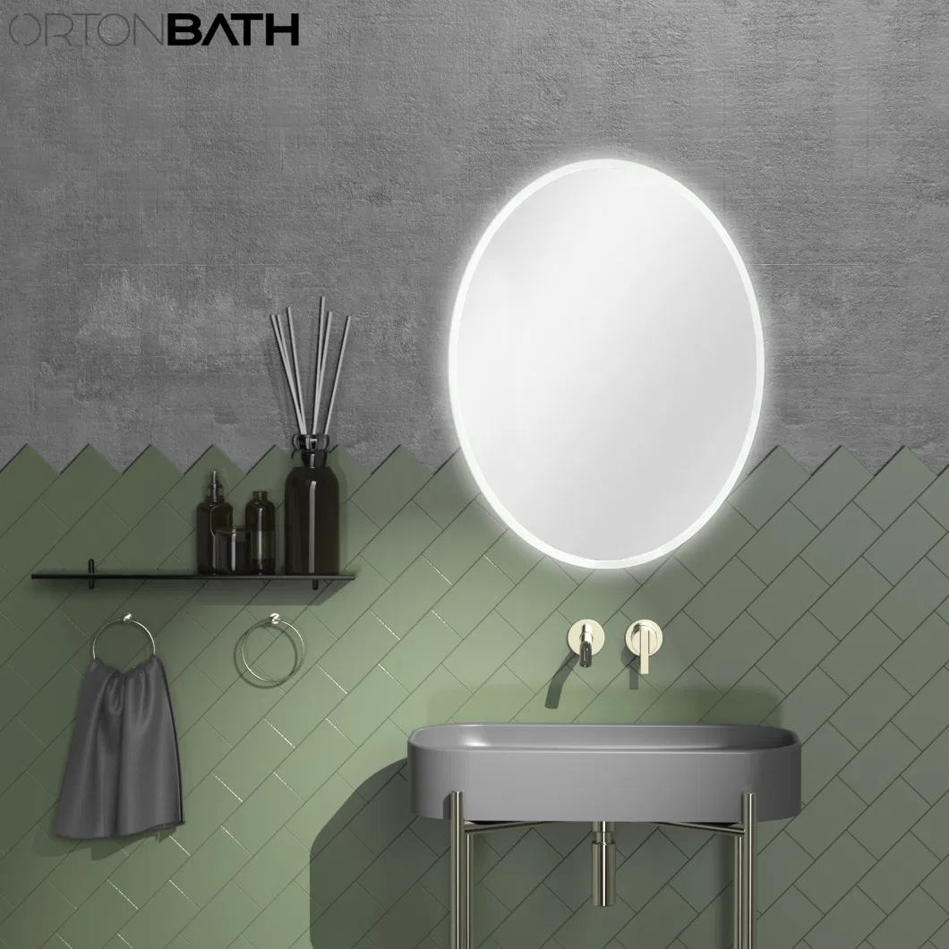 Ortonbath Classic Frameless Full Length Floor Dressing Mirror LED Lights Touch Sensor Switch Backlit Bathroom Mirror LED Smart Bath Makeup Mirror