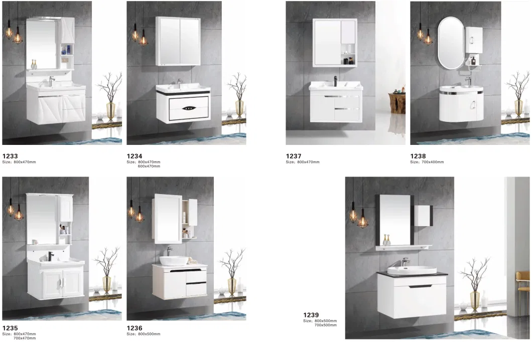 Cheap Price Aluminium Bathroom Vanity Cabinet with Wash Basin Mirror Set Floor Type