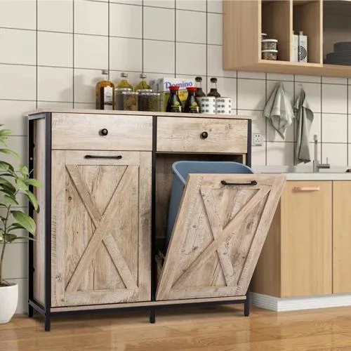 Dining Room Storage Pull out Waste Can Kitchen Built-in Trash Bin Cabinet