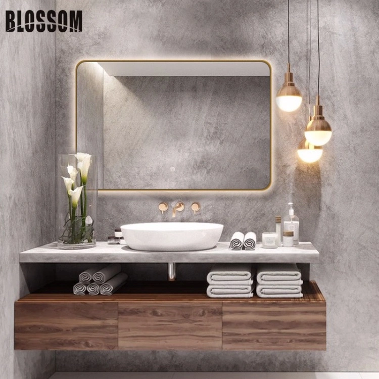 Hotel Villa Bath Vanity Decorative Illuminated Backlit Aluminum Mirror with LED Back Lights