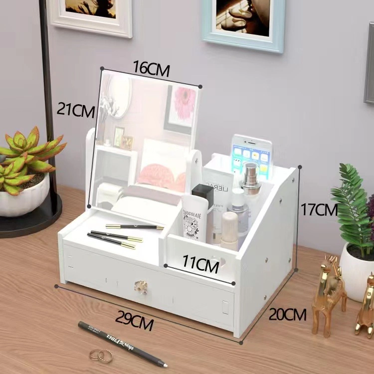 Desktop Storage Makeup Mirror with Box Desktop Princess Mirror Size Vanity Mirror