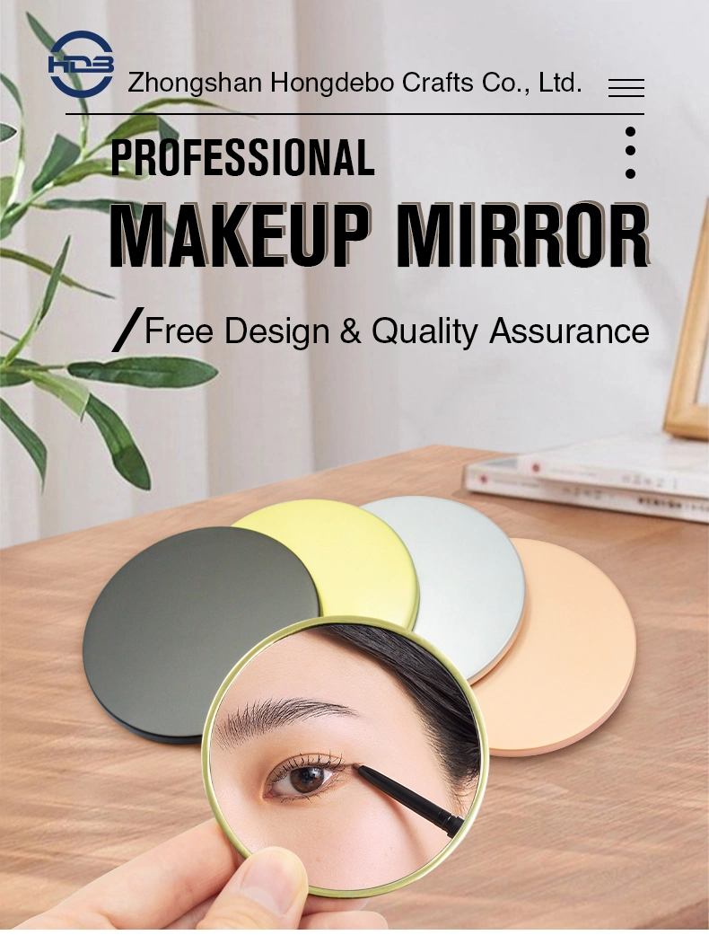 Manufacturer Custom Zinc Alloy Luxury Black Cute Small Makeup Mirror Metal Gold Storage Mini Round Cosmetic Mirror