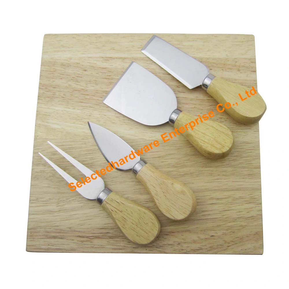 5PCS Wooden Cheese Box Cheese Slicer Knife Set