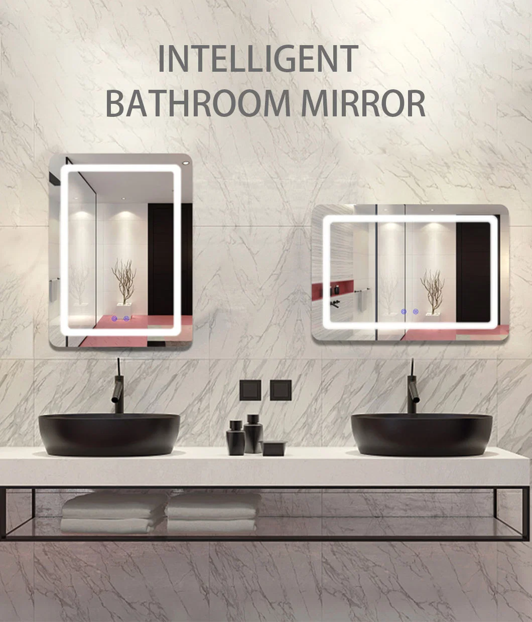 New Design Smart LED Mirror Bathroom Vanity LED Bath Mirrors with Light