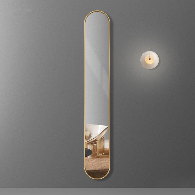 Light Luxury Framed Dressing Mirror Wall Hanging Ultra-Narrow Fitting Mirror Small Apartment Decorative Mirror Living Room Porch Full Body Mirror Hanging Wall