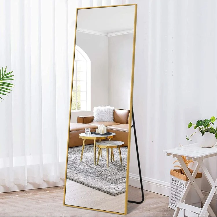 Wall Hanging Full Length Body Mirror Oval Track Gold Dressing Mirror Metal Frame Nordic Long Arch Mirror for Bedroom