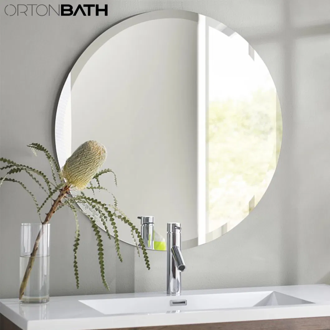 Orton Bath 32&prime;&prime; Frameless Beveled Edge Round Circle Bath Home Smart Wall Mounted Non-LED Mirror Bathroom Designer Art Mirror