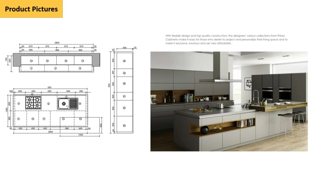 modern Design Home Furniture Custom Dark Walnut Built in Brown Kitchen Cabinets