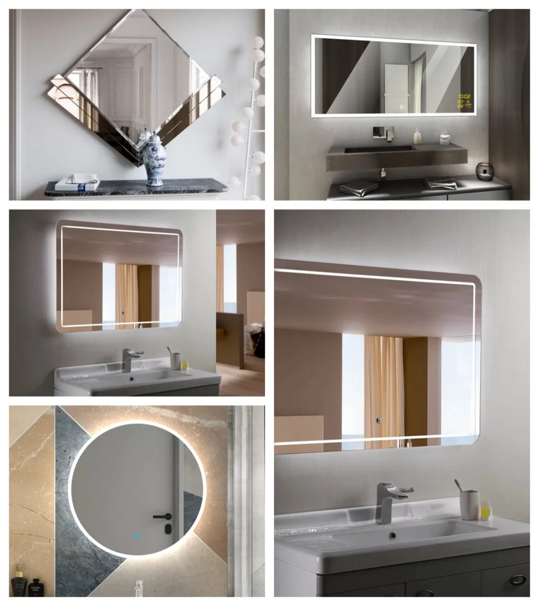 Sun Shape French PU Irregular Circle Framed Mirror Glass Decorative Mirrors Wall