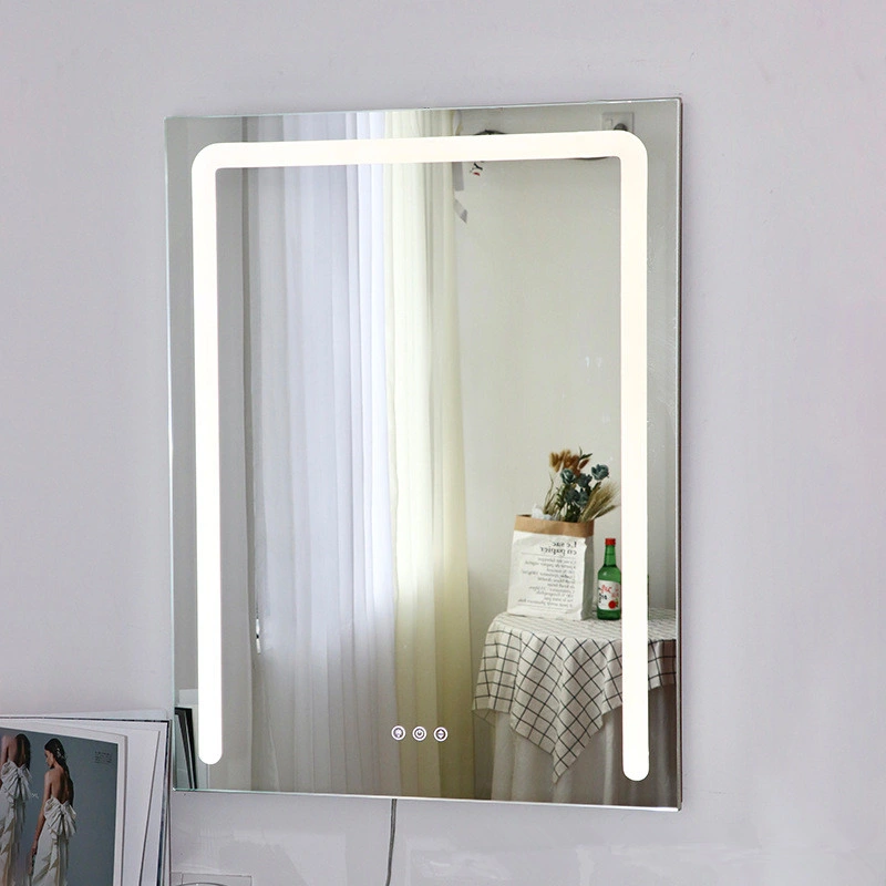 Popular Design Sliver Salon with LED Lights Mirror Bathroom Rectangular Makeup Mirror