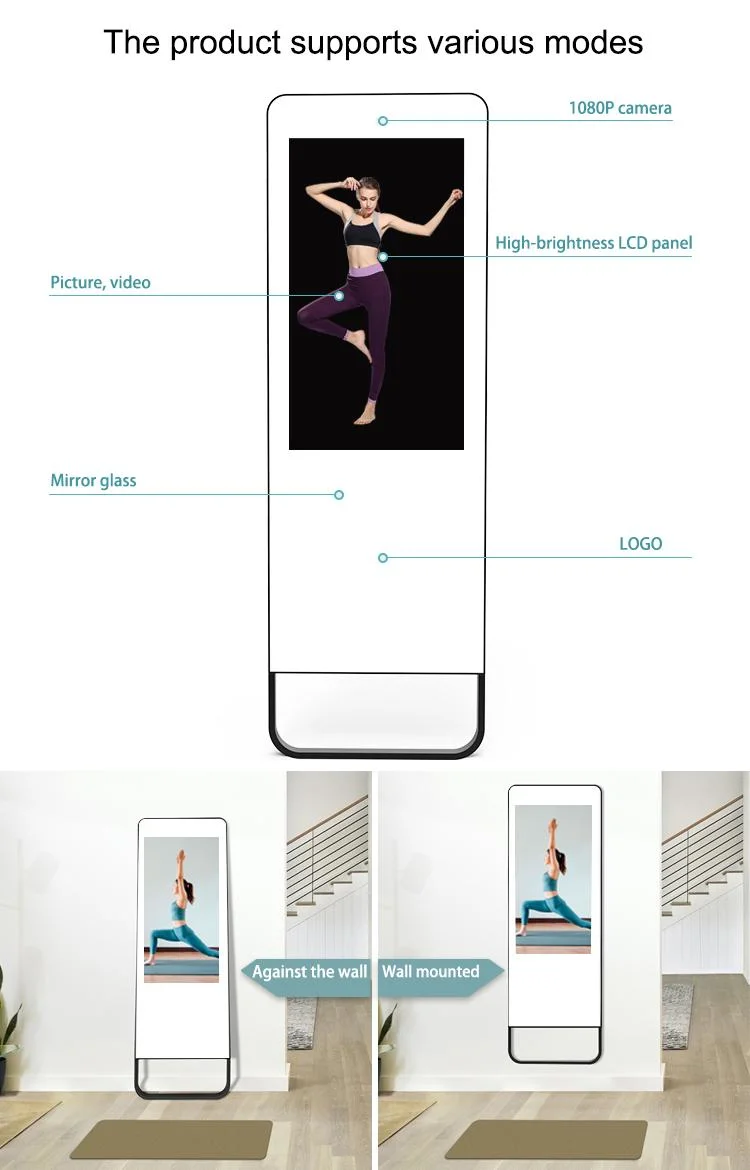 Smart Mirror Fitness Mirror Interactive TV Glass Magic Mirror for Workout Exercise Gym Yoga