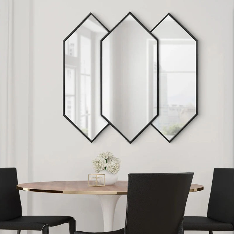 Sun Shape French PU Irregular Circle Framed Mirror Glass Decorative Mirrors Wall